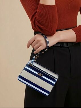 kate spade Striped Wristlet in Navy and Cream